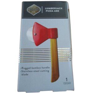 Dashing Lumberjack Pizza Cutter Axe Bamboo Handle New Box Damage